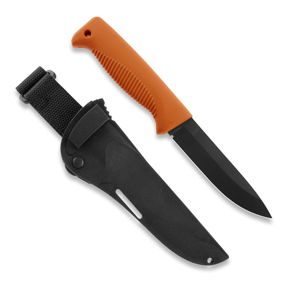 Peltonen M07 Ranger Puukko Black Cerakote Orange Handle