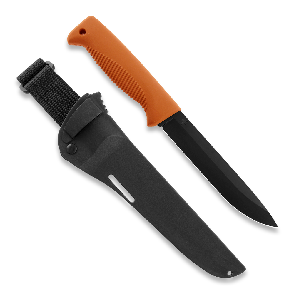 Peltonen M95 Ranger Puukko Black Cerakote Orange Handle