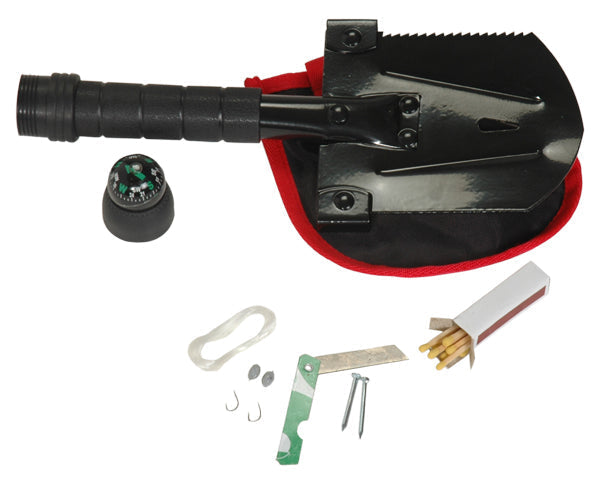 Compact Multi-Function Survival Shovel | Folding Tool with Compass & Survival Kit