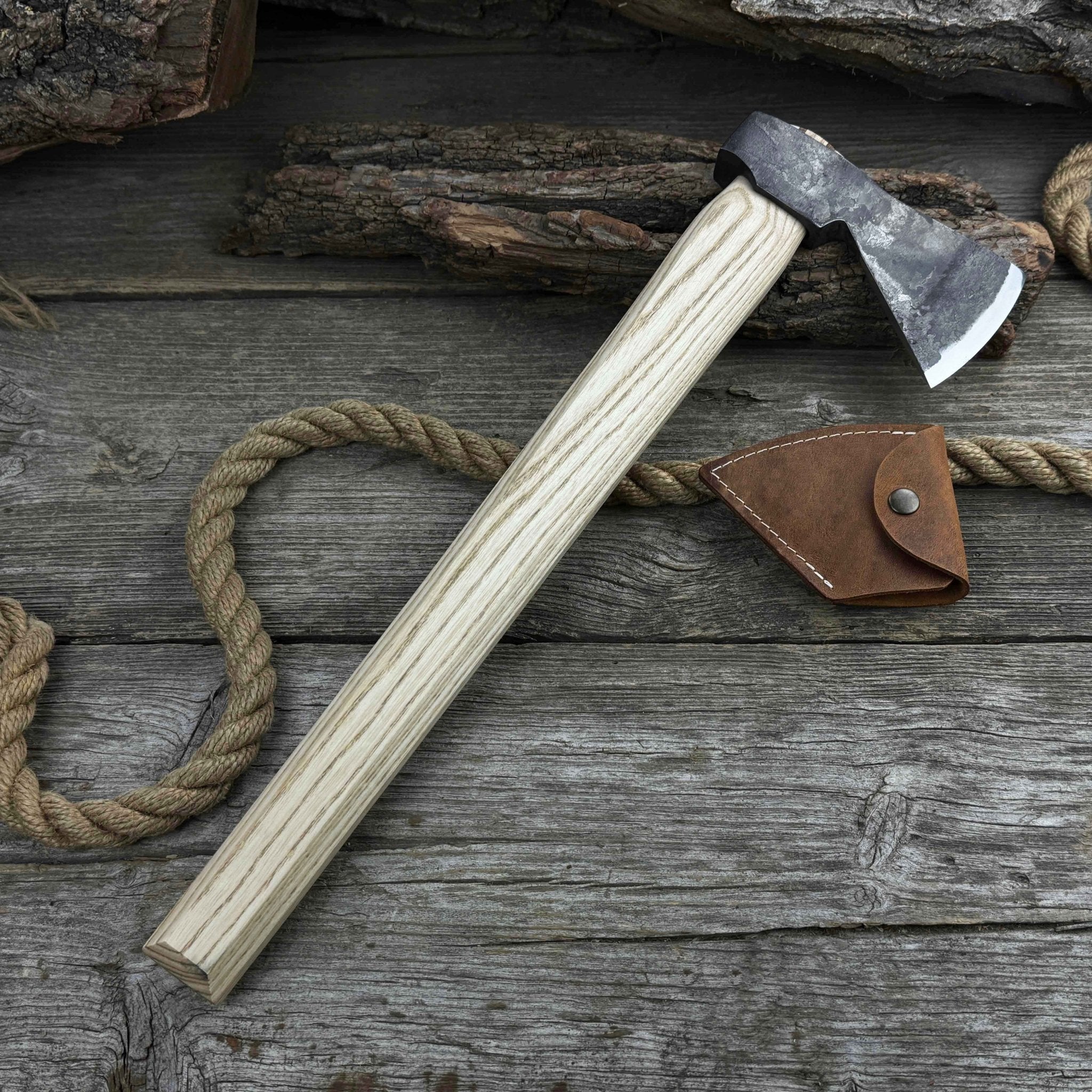 Bushcraft Hatchet with Leather Back Sheath (1.63 lb)