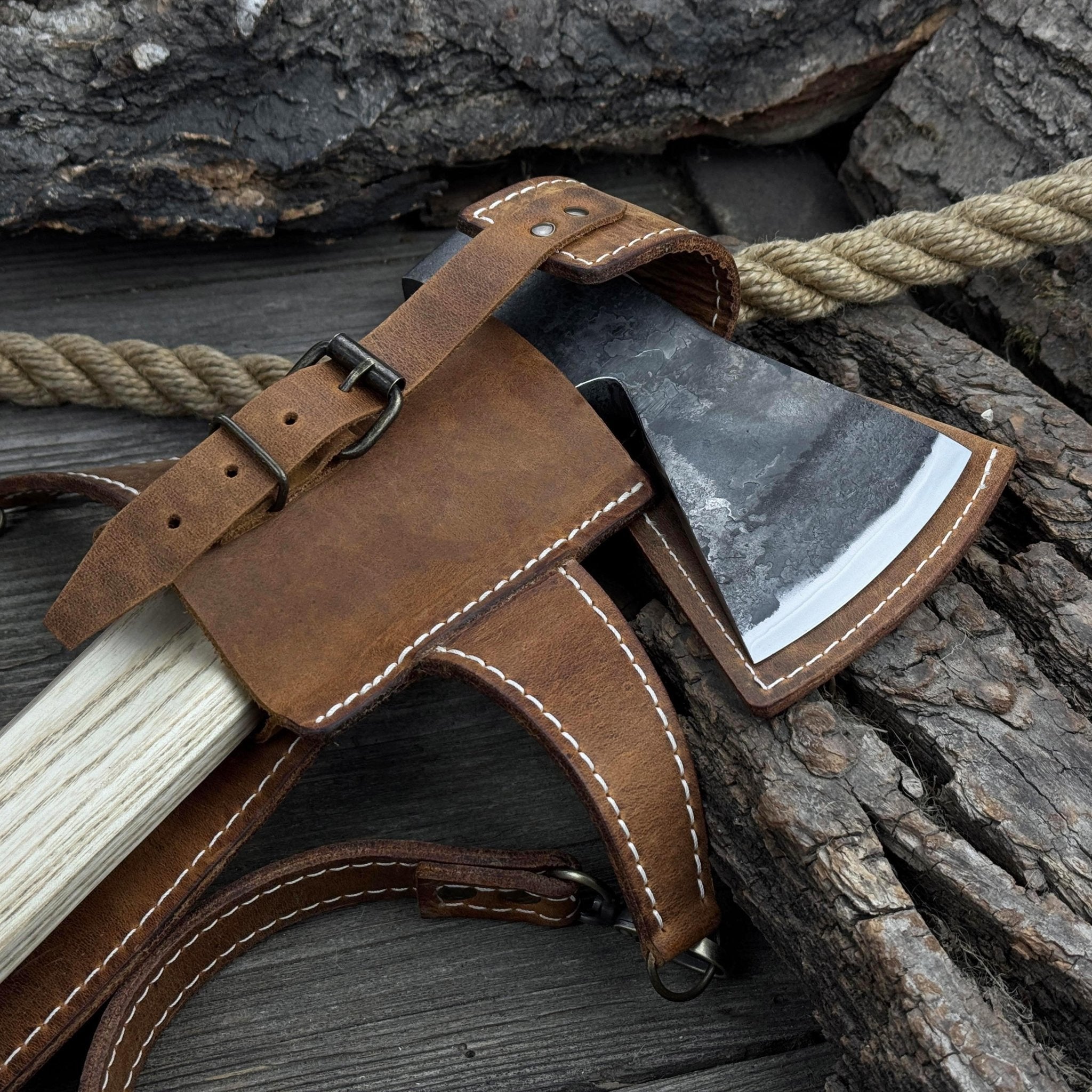 Bushcraft Hatchet with Leather Back Sheath (1.63 lb)
