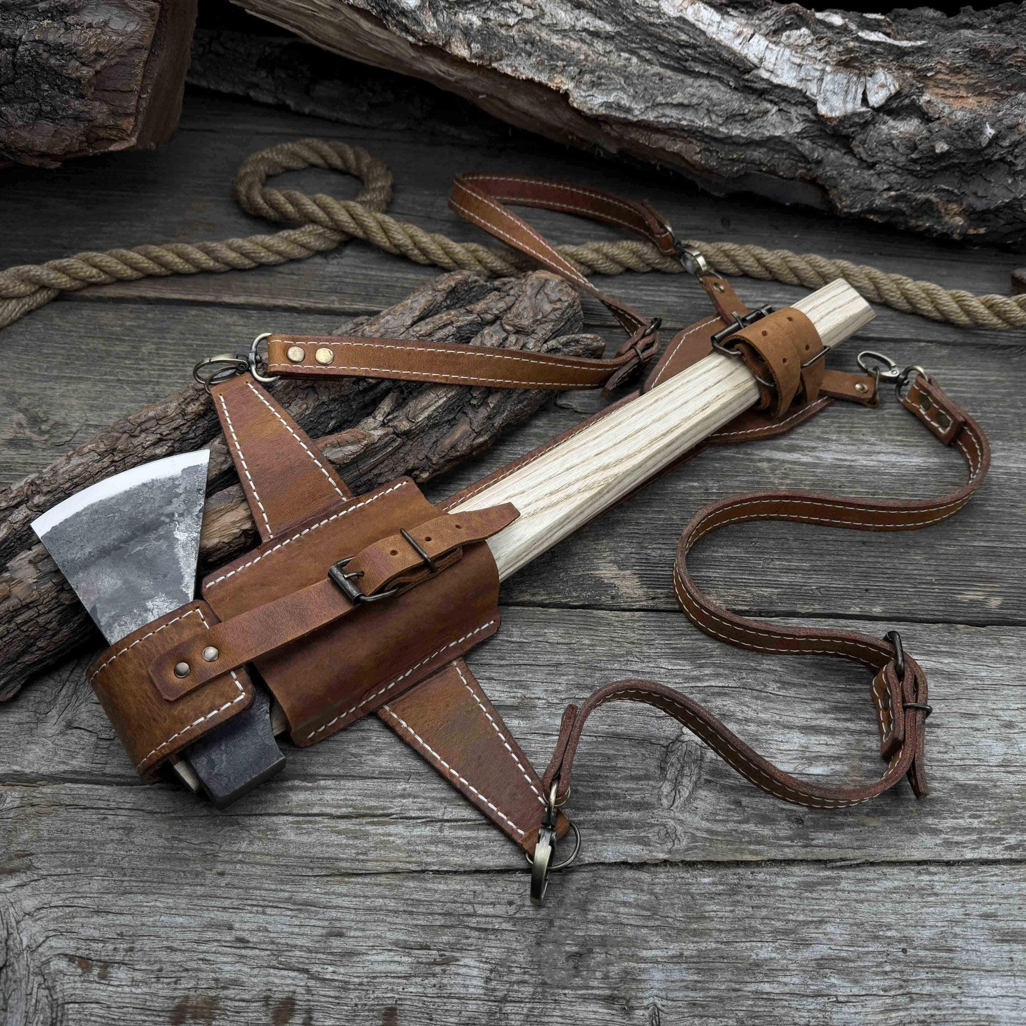 Bushcraft Hatchet with Leather Back Sheath (1.63 lb)