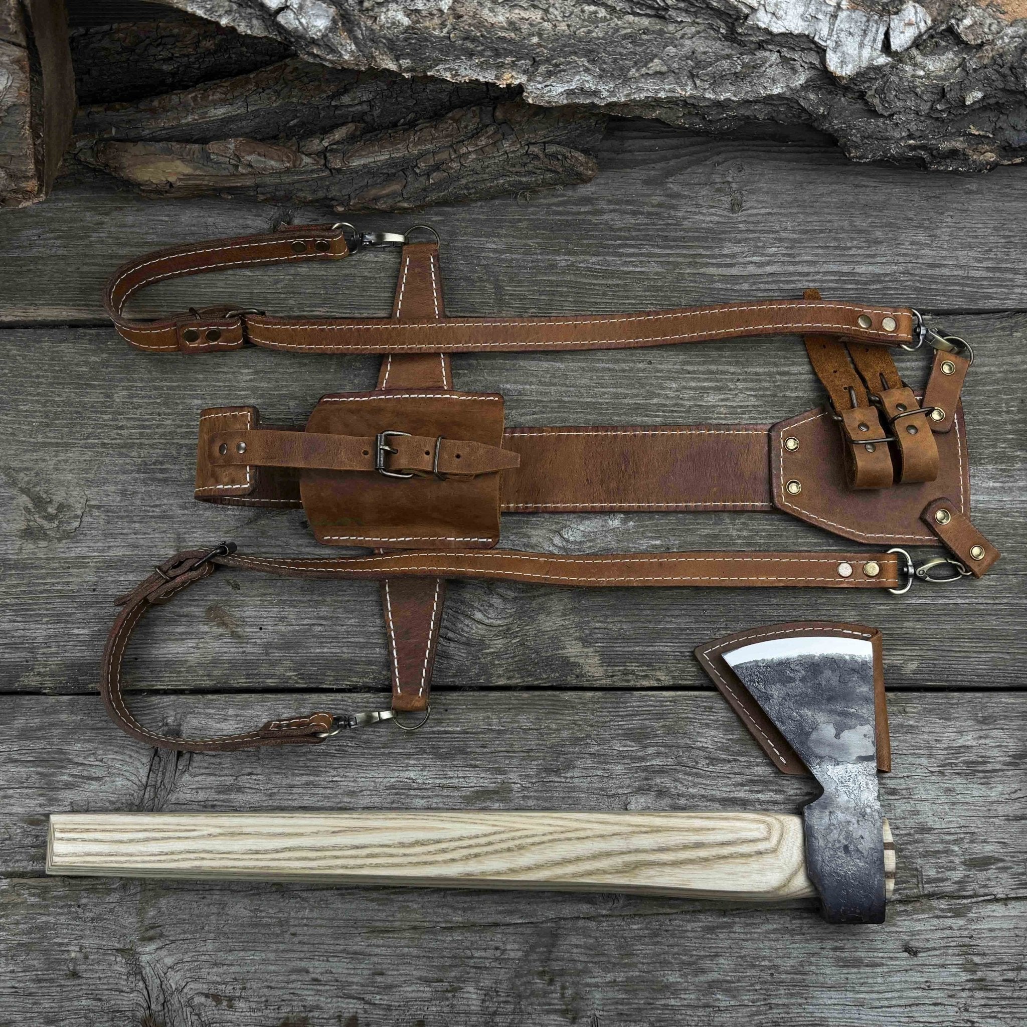 Bushcraft Hatchet with Leather Back Sheath (1.63 lb)